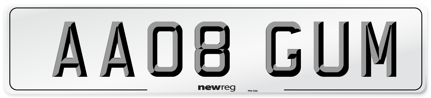 AA08 GUM Number Plate from New Reg